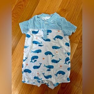 Angel Dear Whale Print Romper 3-6 months